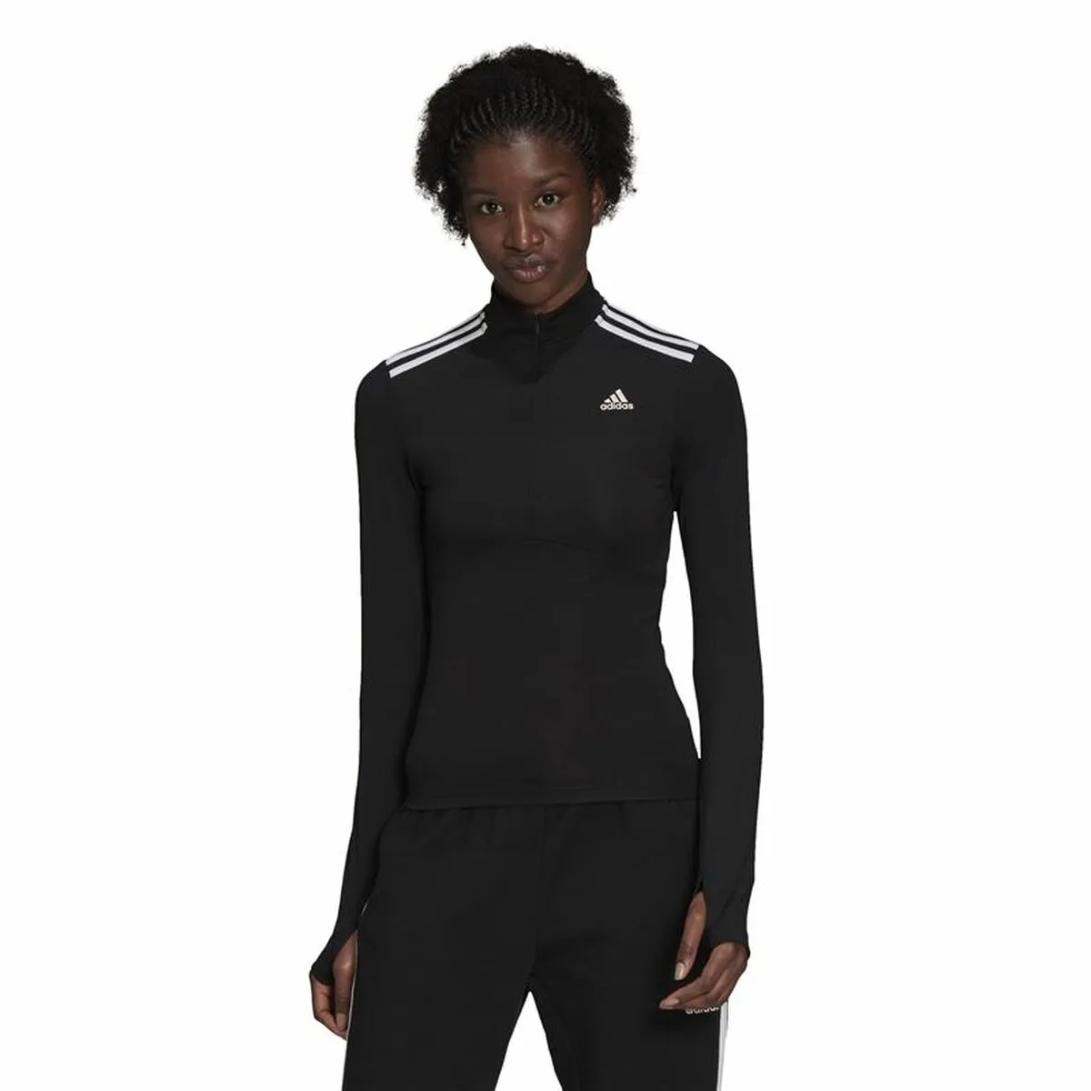 Maglia a maniche lunghe da donna  Zíper 3/4 Adidas Hyperglam Nero