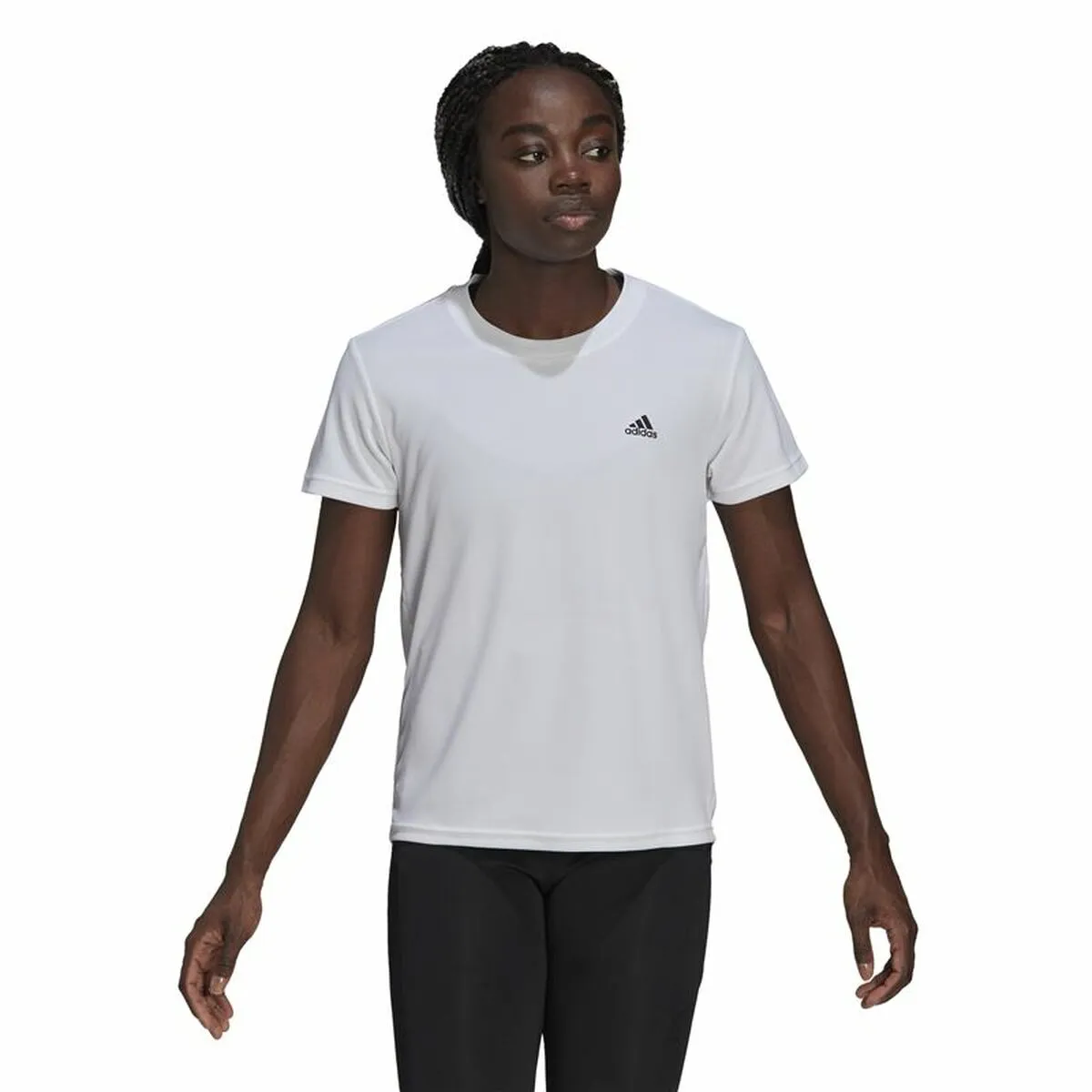 Maglia a Maniche Corte Donna Adidas  Aeroready D2M Sport  Bianco