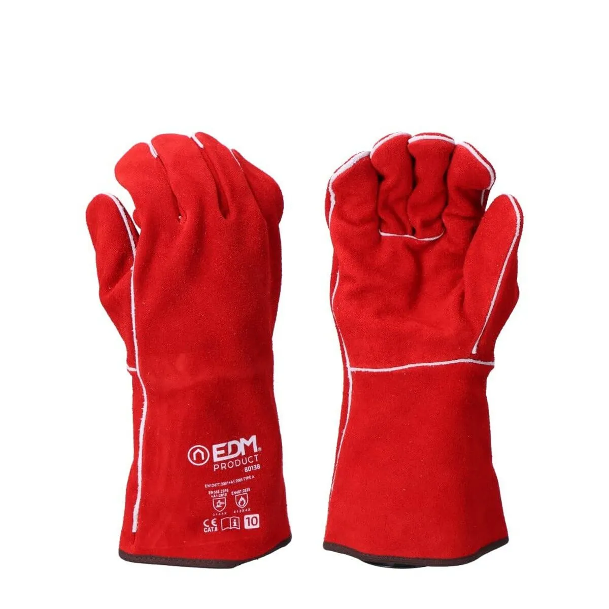 Guanti da Lavoro EDM Saldatori Rosso Cotone Scamosciato Kevlar