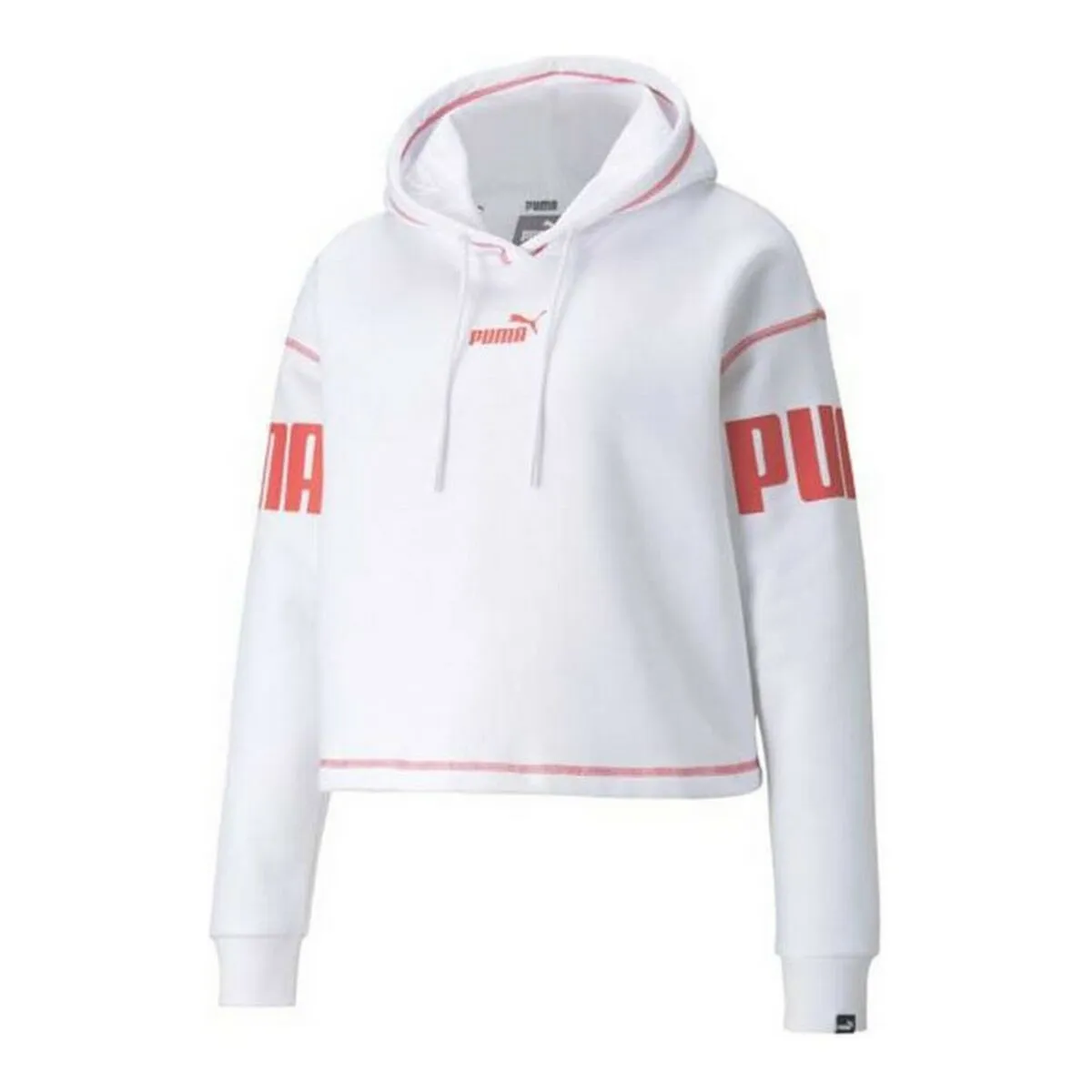 Felpa con Cappuccio Donna Puma Power Hoodie Fl Bianco