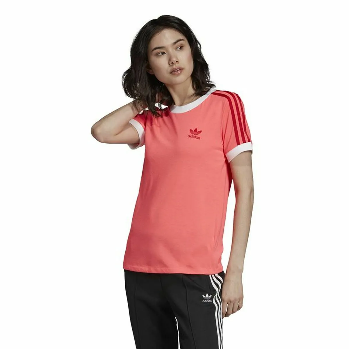 Maglia a Maniche Corte Donna Adidas 3 Stripes Salmone