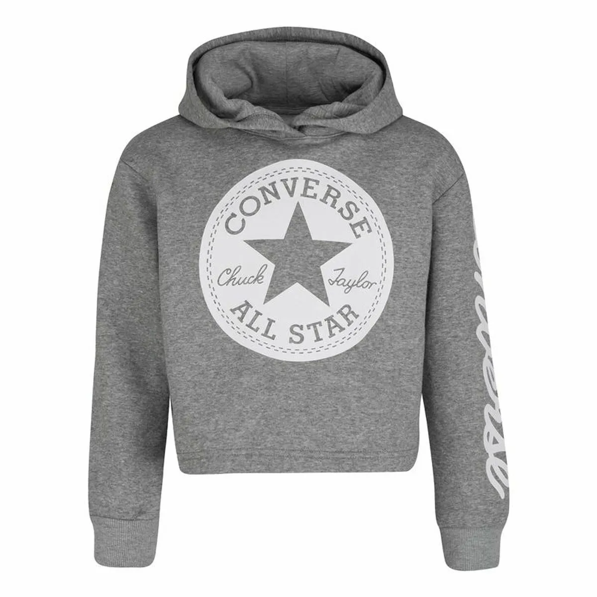 Felpa con Cappuccio Unisex Converse Chuck Patch Crop G Grigio scuro