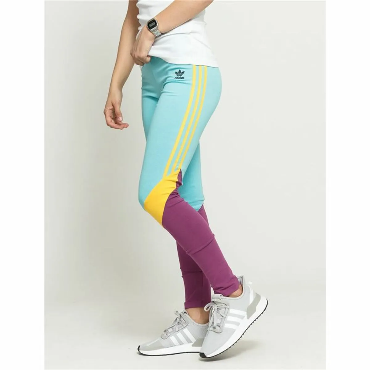 Leggings Sportivo da Donna Adidas  High-Waisted Acquamarina