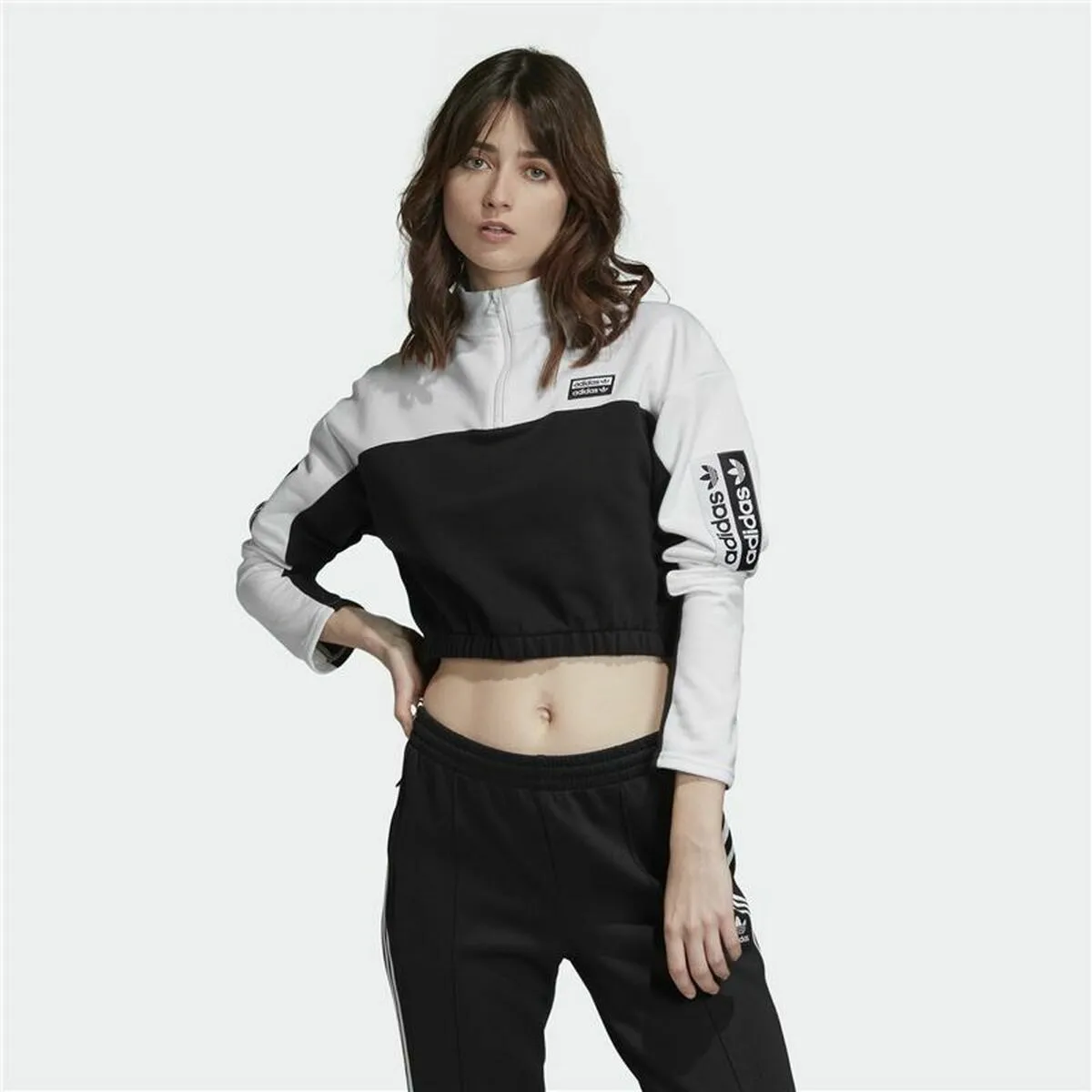 Maglia a Maniche Corte Donna Adidas Cropped  Bianco