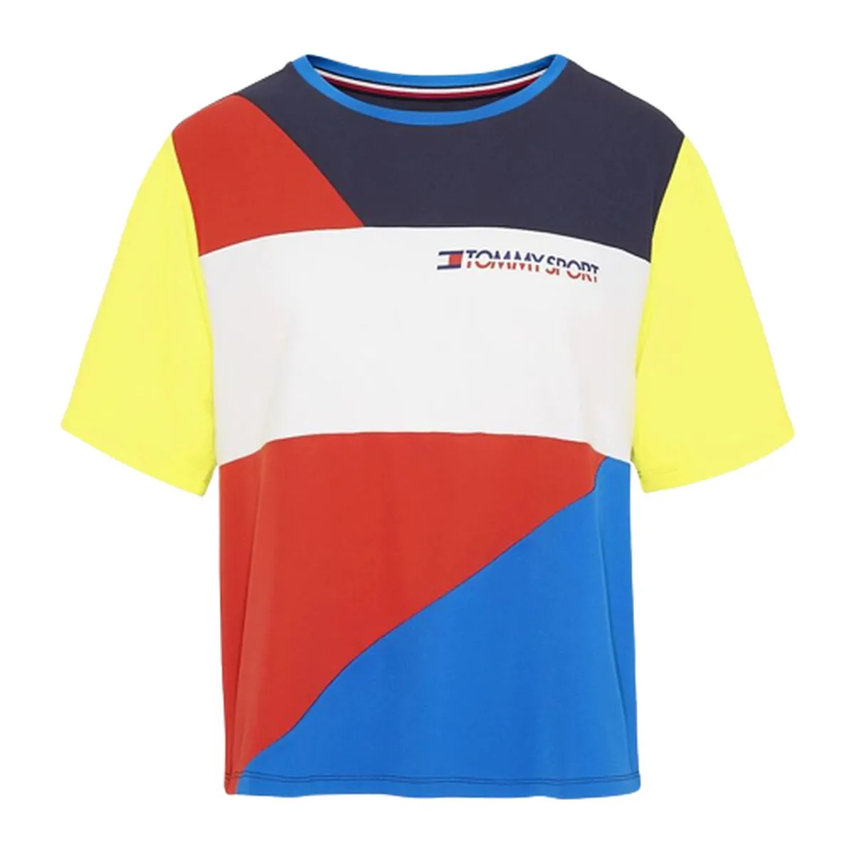 Maglia a Maniche Corte Donna Tommy Hilfiger Colour-Blocked Azzurro