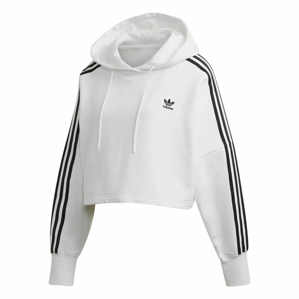 Felpa con Cappuccio Donna Adidas Cropped Bianco