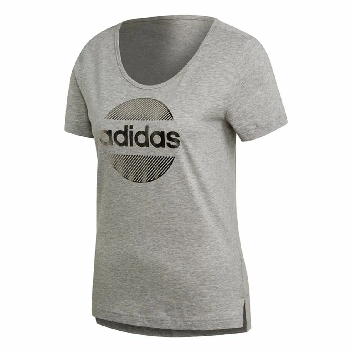 Maglia a Maniche Corte Donna Adidas Linear Grigio chiaro