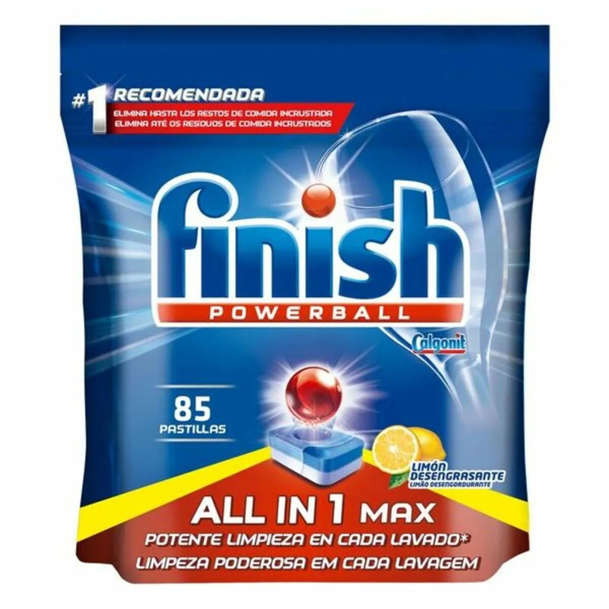 Pastiglie per Lavastoviglie Finish Quantum All in 1 Limone (85 Lavaggi)