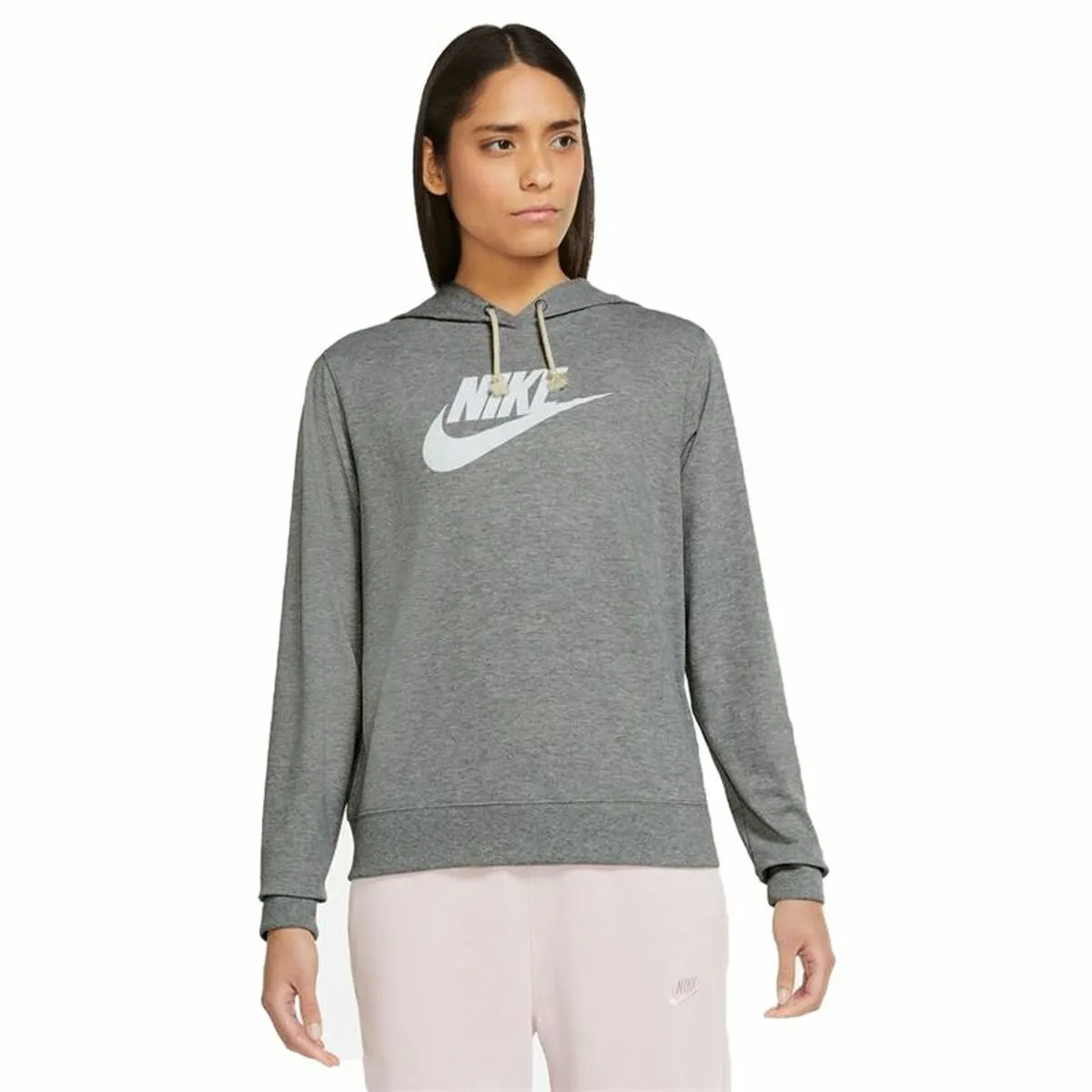 Felpa con Cappuccio Donna Nike Sportswear Gym Vintage Grigio scuro