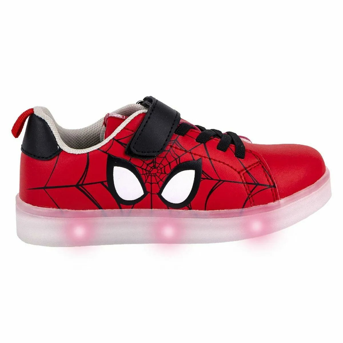 Scarpe Sportive con LED Spider-Man Velcro Rosso