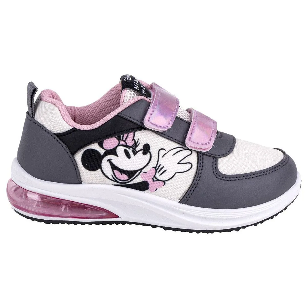 Scarpe Sportive con LED Minnie Mouse Velcro Grigio