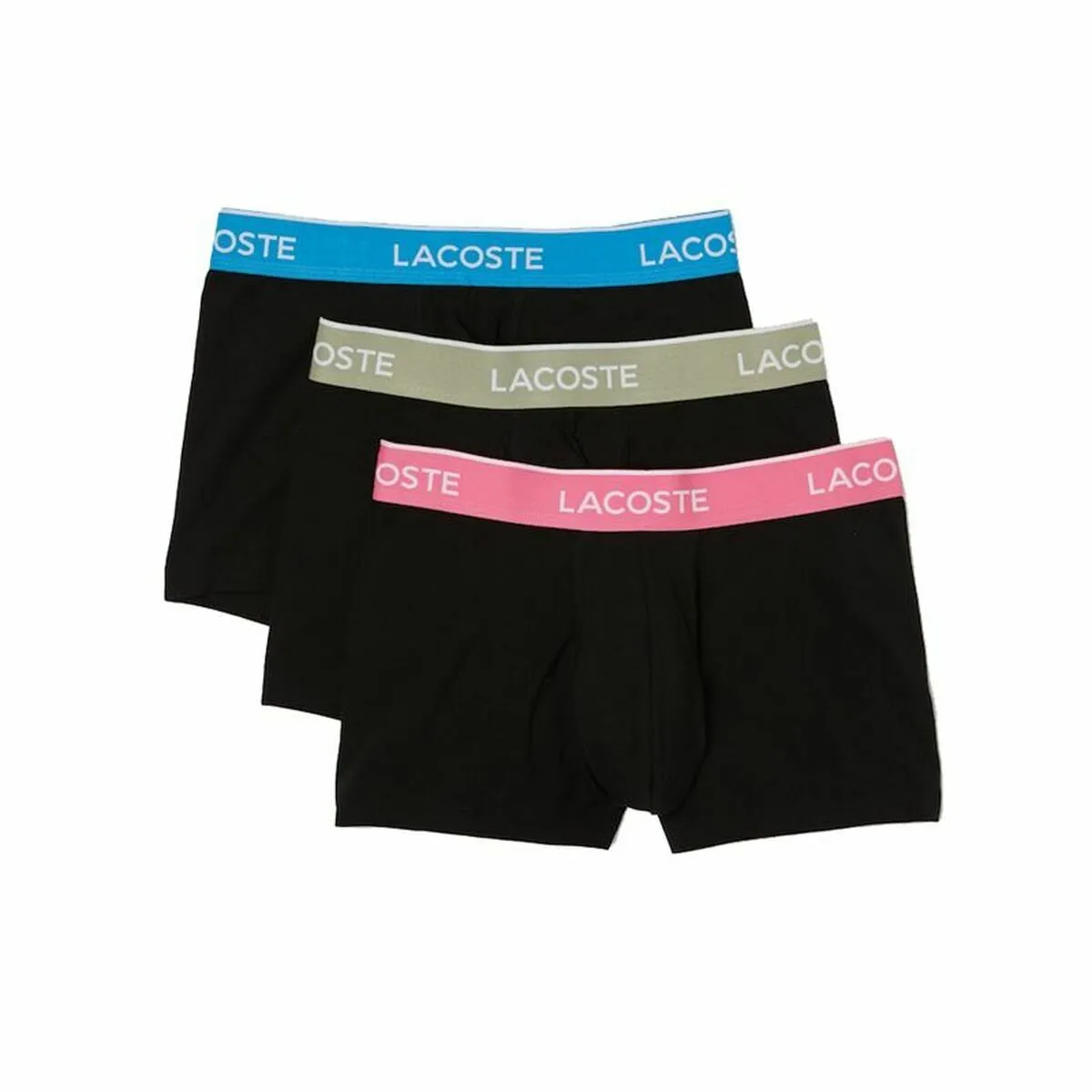 Boxer da Uomo Lacoste Contrasting Waistband 3 Unità Nero