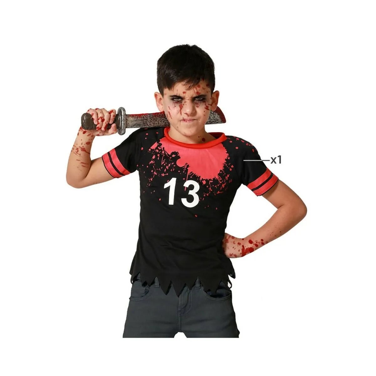 Costume per Bambini Sanguinario Rugby Nero Zombies (1 Unità)