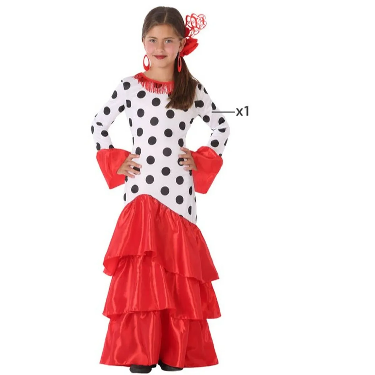 Costume per Bambini Ballerina di Flamenco Rosso Spagna (1 Unità)