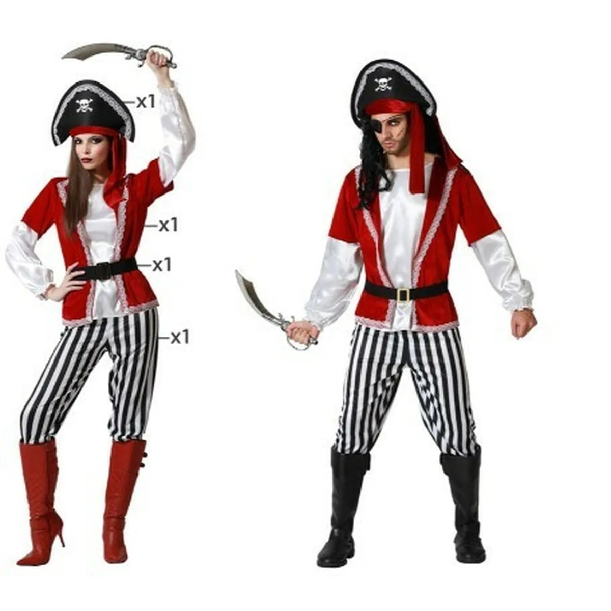 Costume per Adulti Pirata Rosso