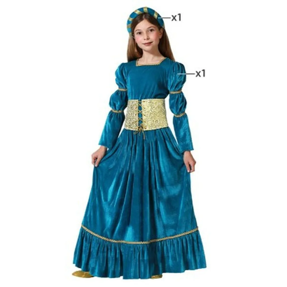 Costume per Bambini Regina Medievale Azzurro