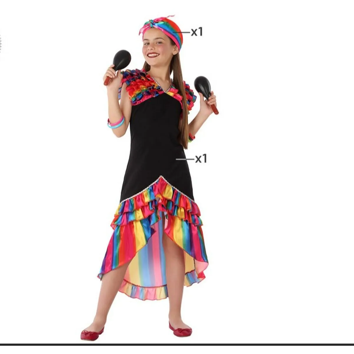 Costume per Adulti Rumbera Multicolore 3-4 Anni 5-6 Anni