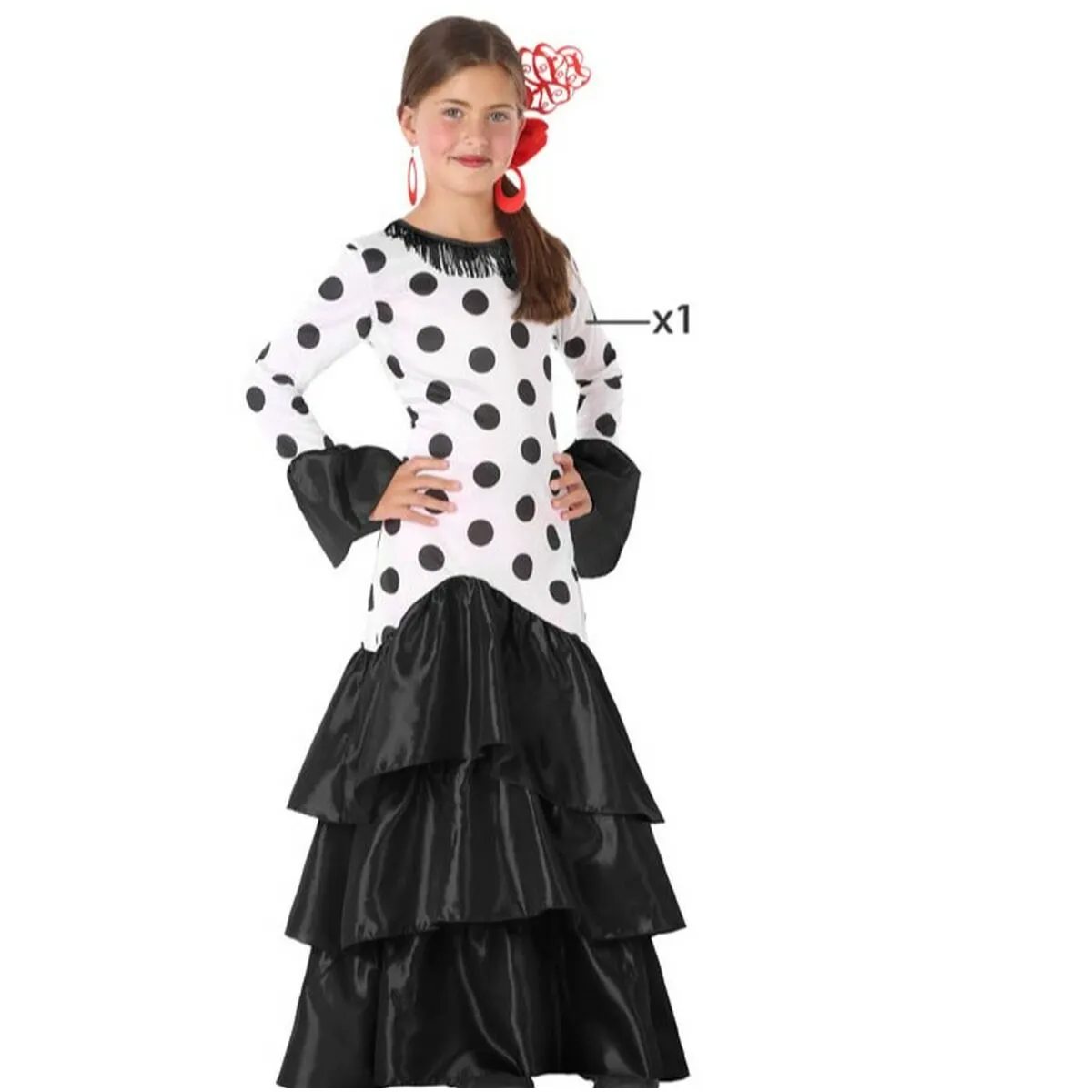 Costume per Bambini Flamenca Nero Spagna