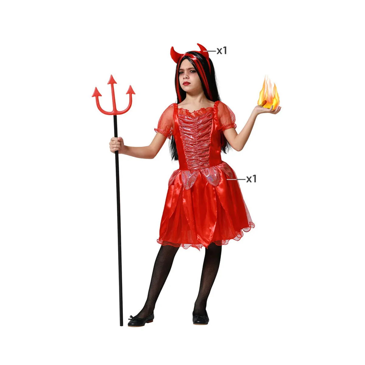 Costume per Bambini Demonio Donna Rosso Demonio