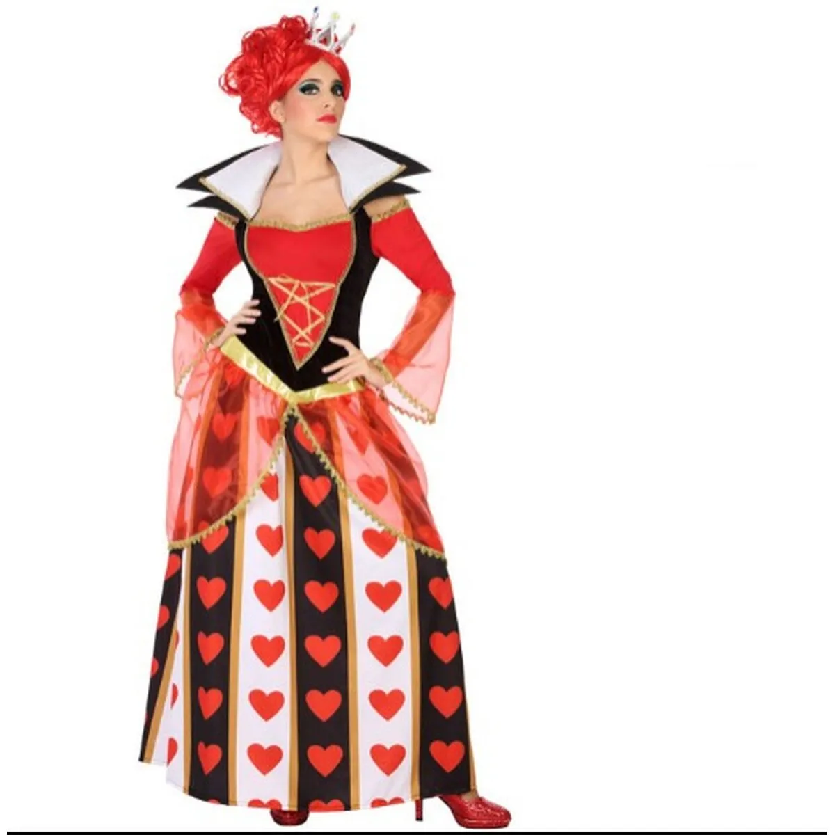 Costume per Adulti Regina di Cuori Multicolore Fantasia