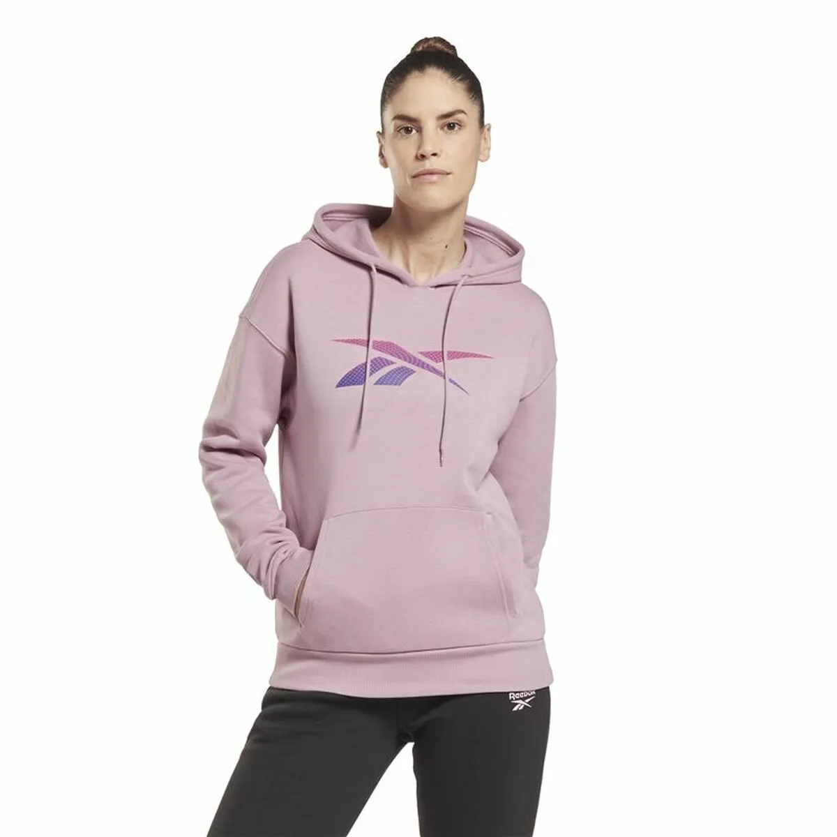 Felpa con Cappuccio Donna Reebok  Vector Graphic  Multicolore