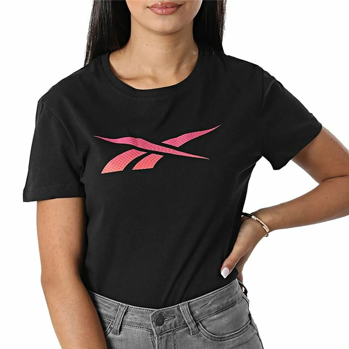 Maglia a Maniche Corte Donna Reebok  Vector Graphic Nero