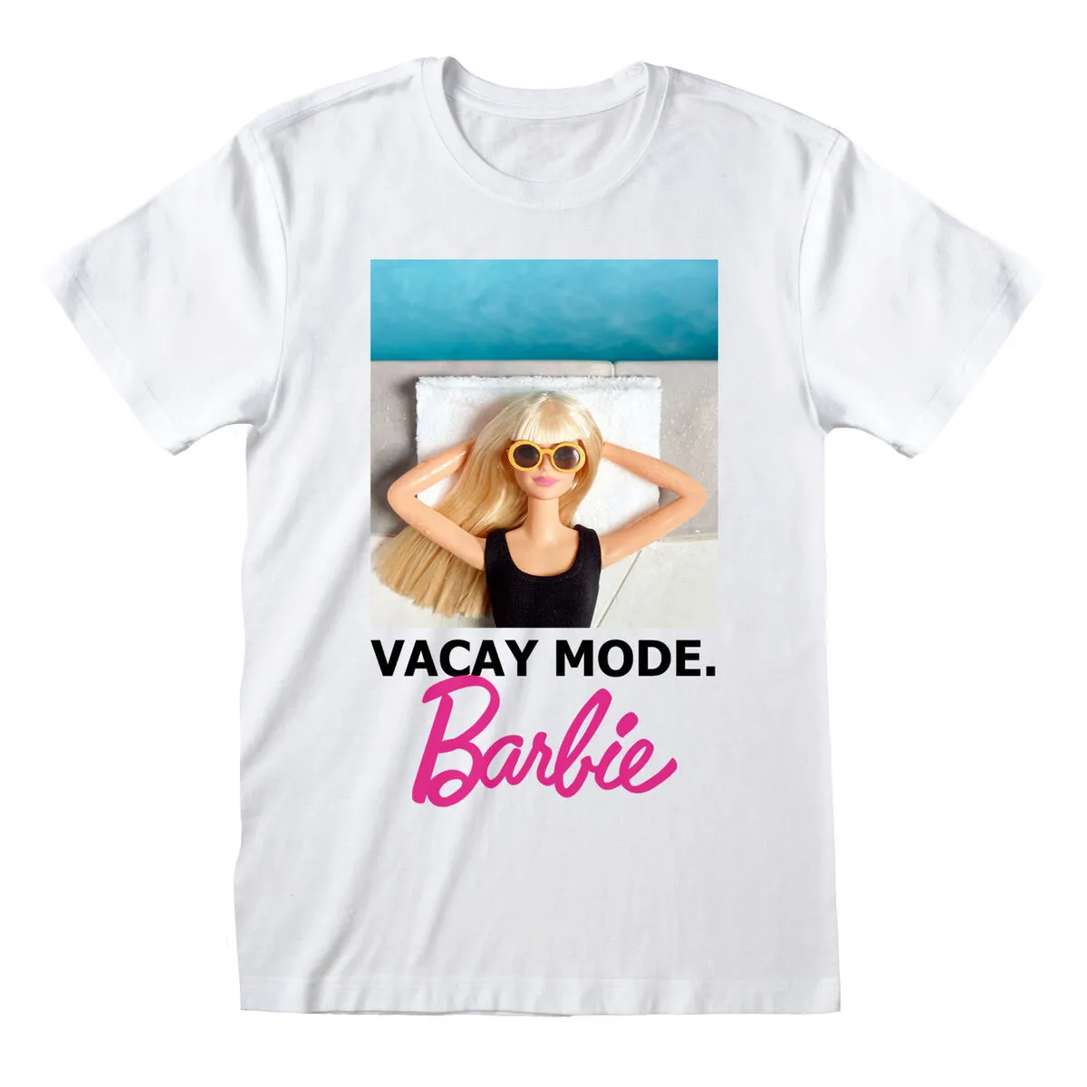 Maglia a Maniche Corte Barbie Vacay Mode Bianco Unisex