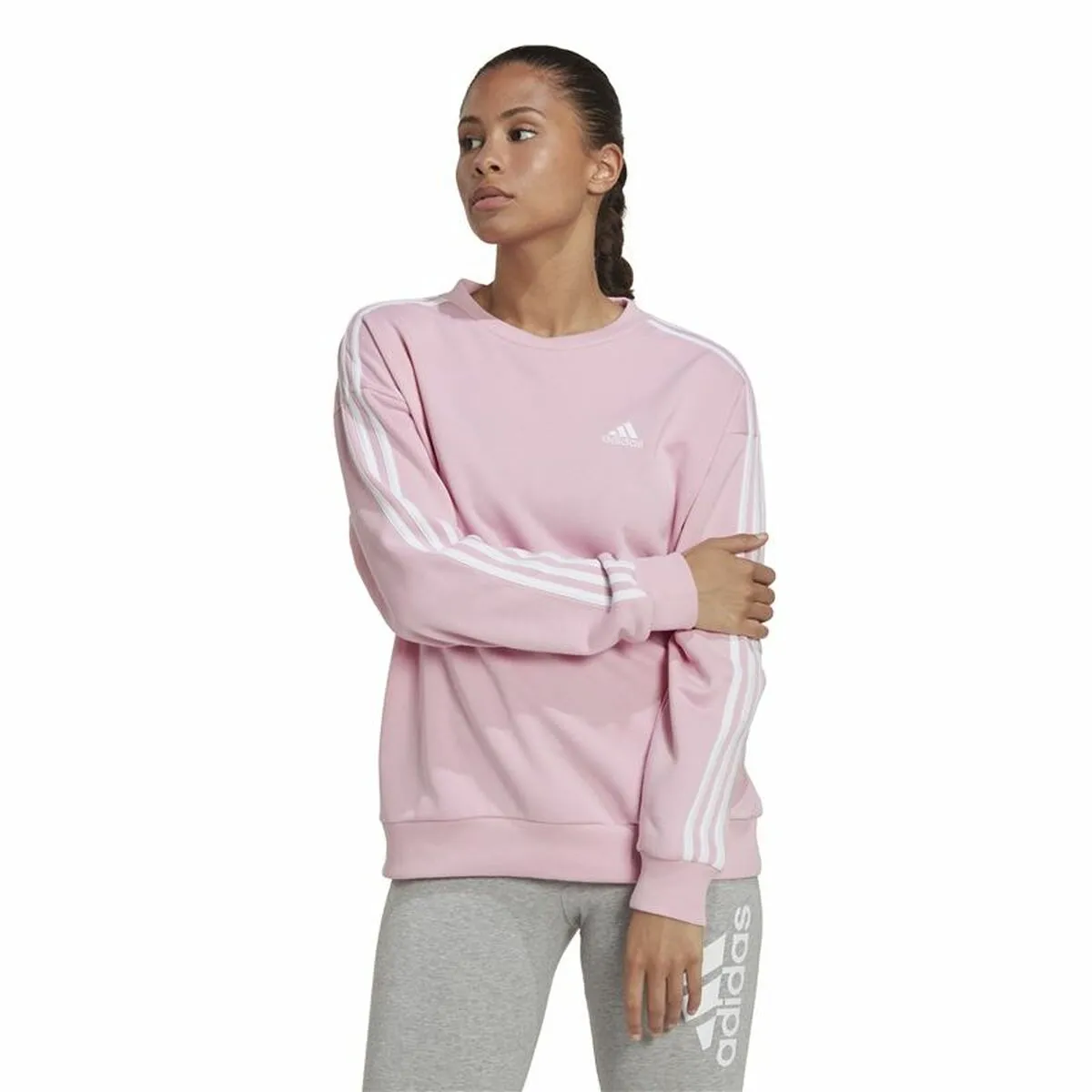 Felpa senza Cappuccio Donna Adidas Studio Lounge 3 bandas Rosa