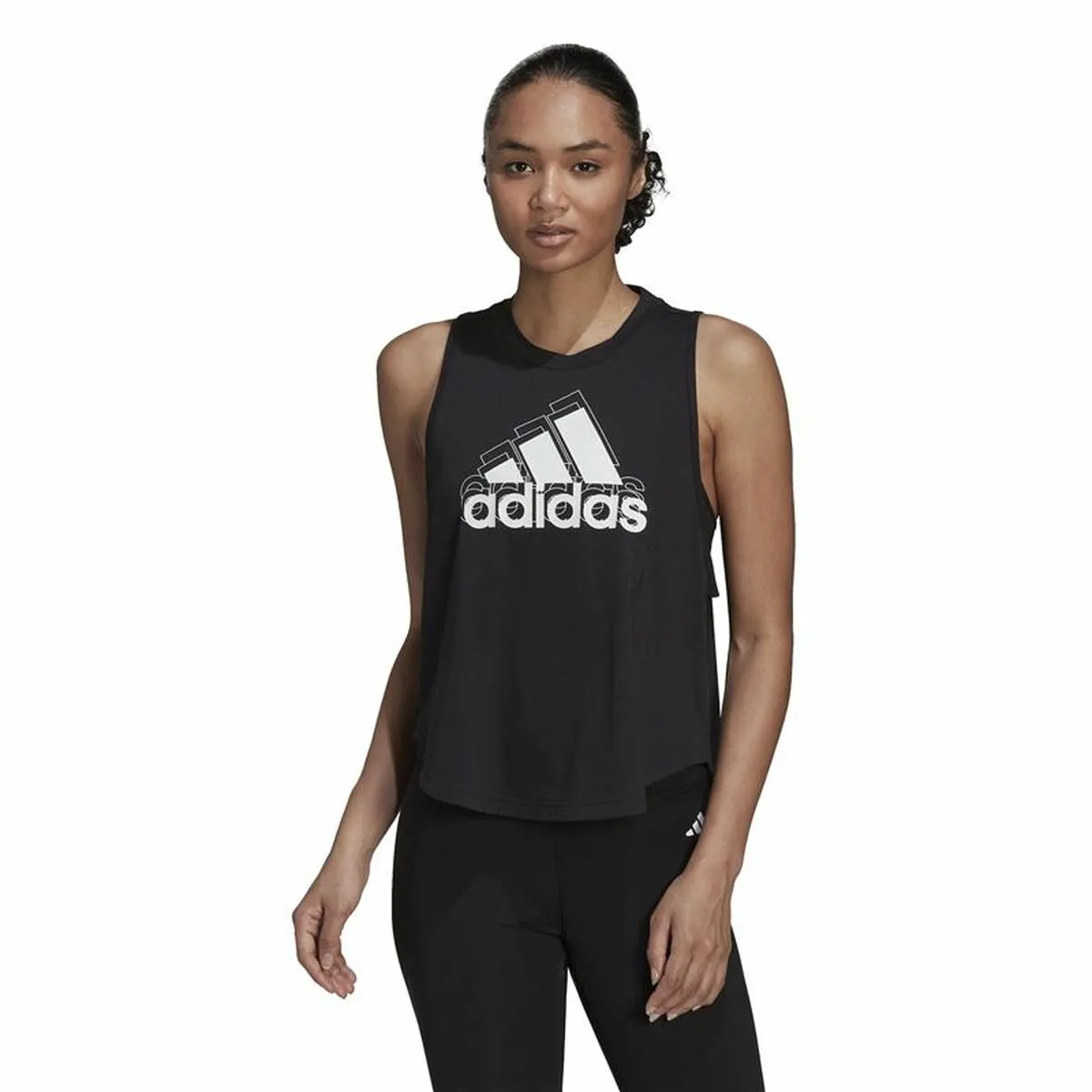 Maglia Smanicata da Donna Adidas Logo Graphic Racerback Nero