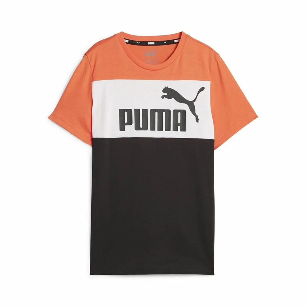 Maglia a Maniche Corte per Bambini Puma Ess Block Nero Arancio