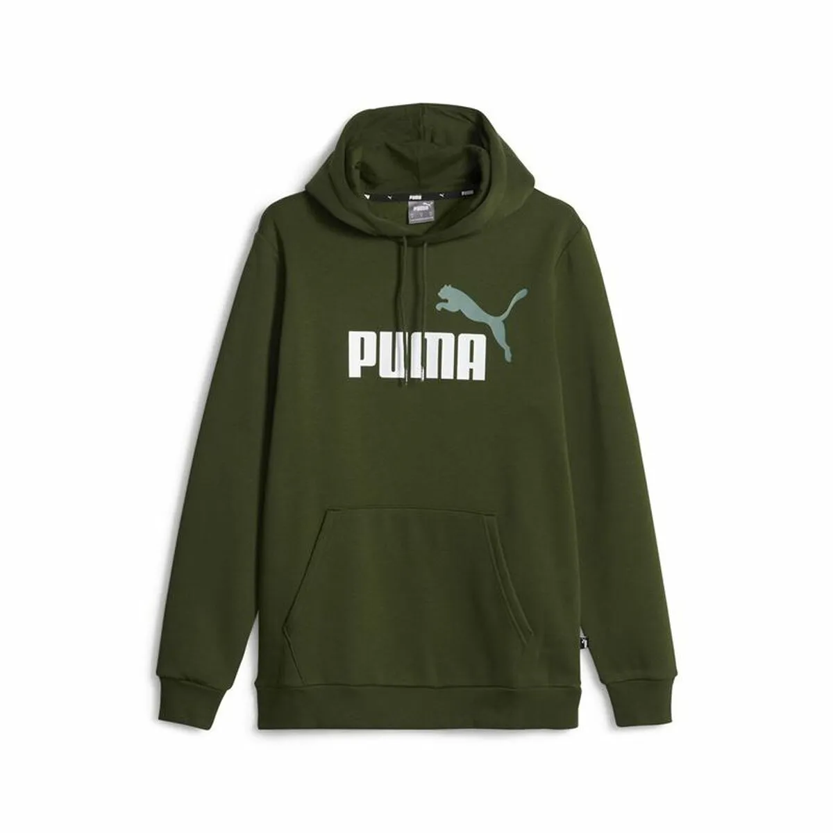 Felpa con Cappuccio Uomo Puma Ess+ 2 Col Big Logo Verde scuro