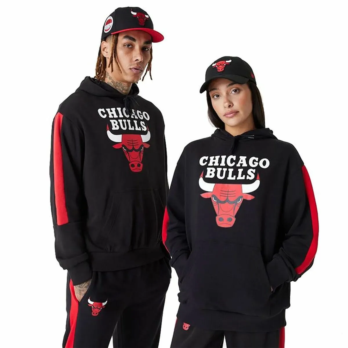 Felpa con Cappuccio Unisex New Era NBA Colour Block Chicago Bulls Nero