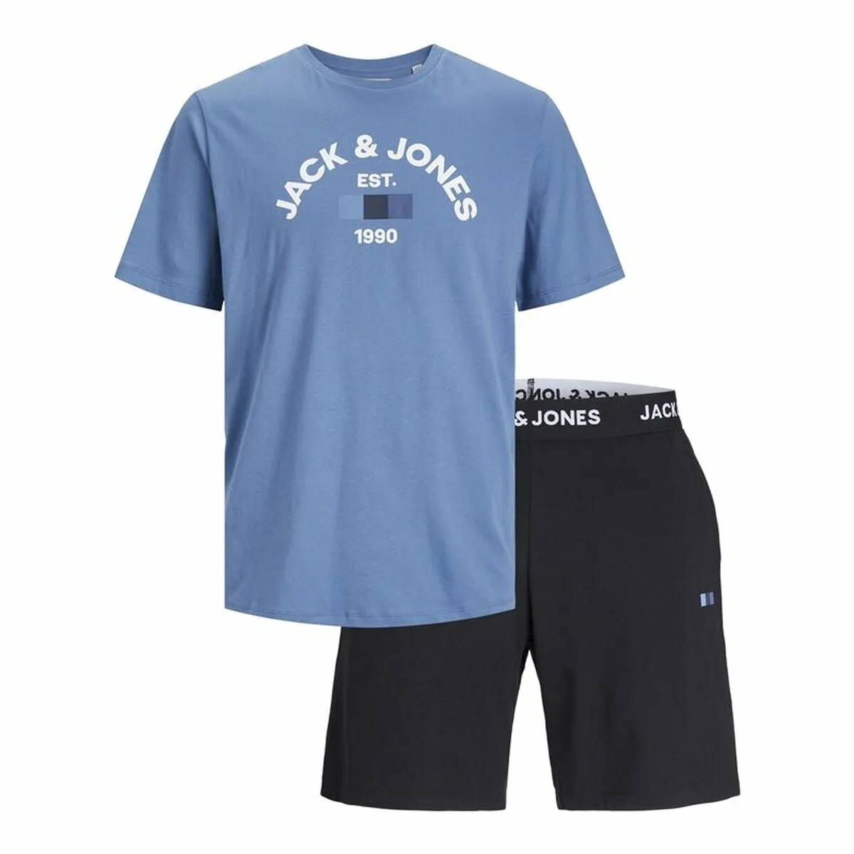 Completo Sportivo per Adulti Jack & Jones Jactheo Ss Azzurro 2 Pezzi