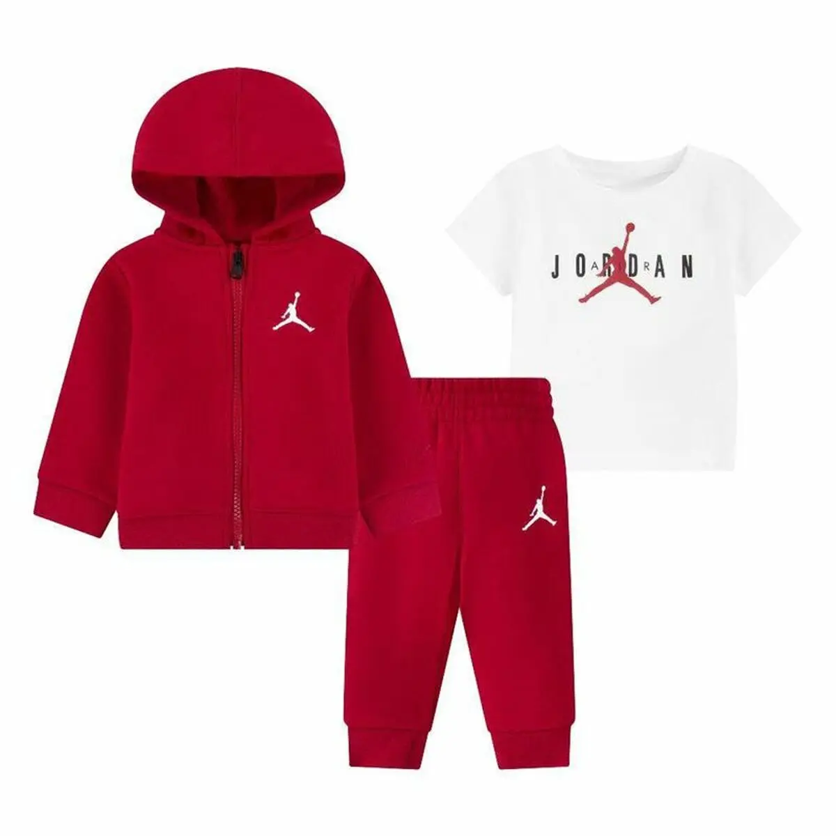 Completo Sportivo per Neonati Jordan Essentials Fleeze Box Bianco Rosso