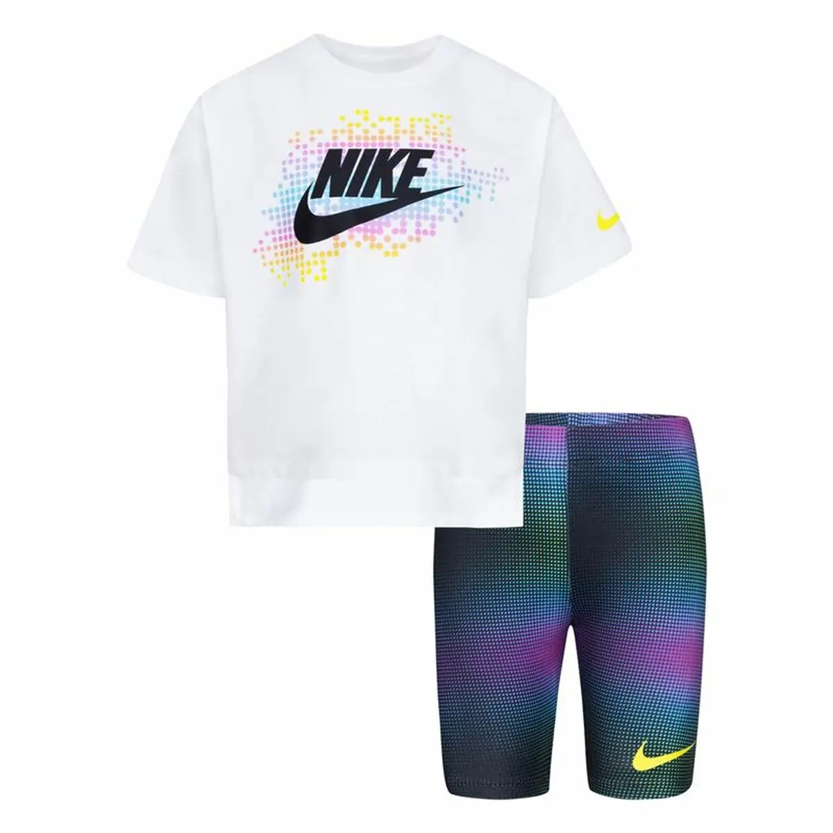 Completo Sportivo per Bambini Nike Aop Bike Bianco Multicolore 2 Pezzi