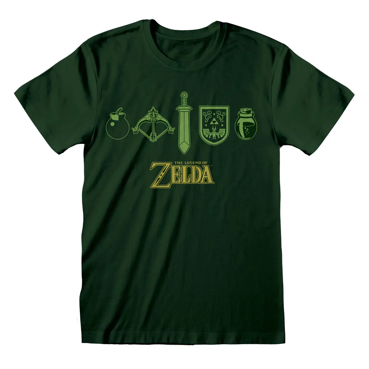 Maglia a Maniche Corte Unisex The Legend of Zelda Icons Verde scuro