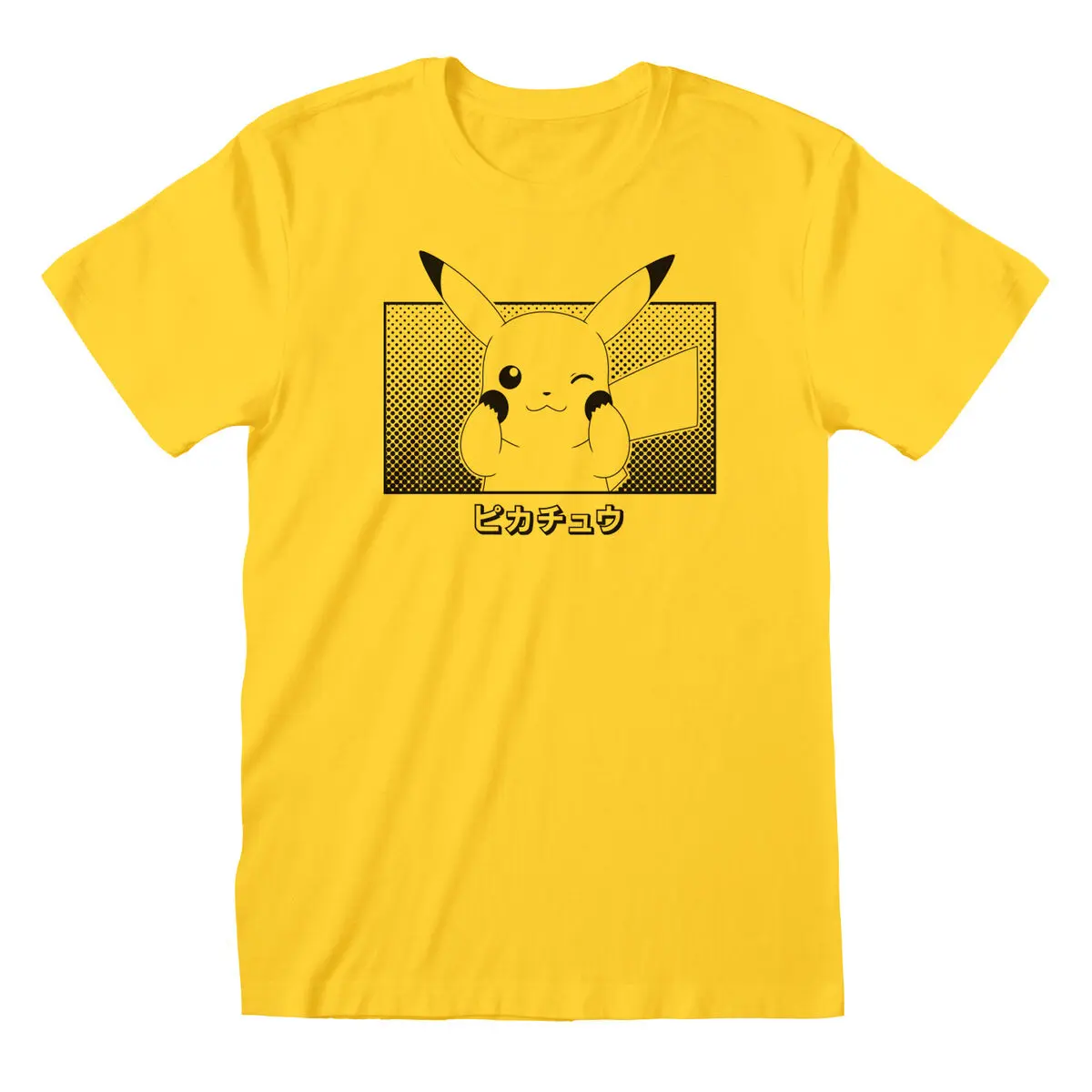 Maglia a Maniche Corte Unisex Pokémon Pikachu Katakana Giallo