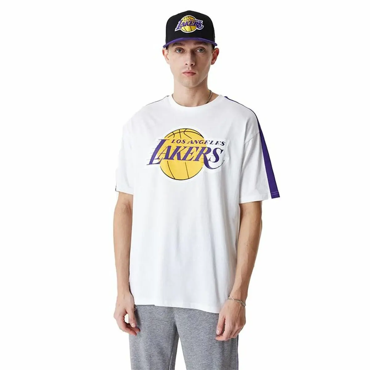 Maglia a Maniche Corte Uomo New Era NBA Colour Block LA Lakers Bianco