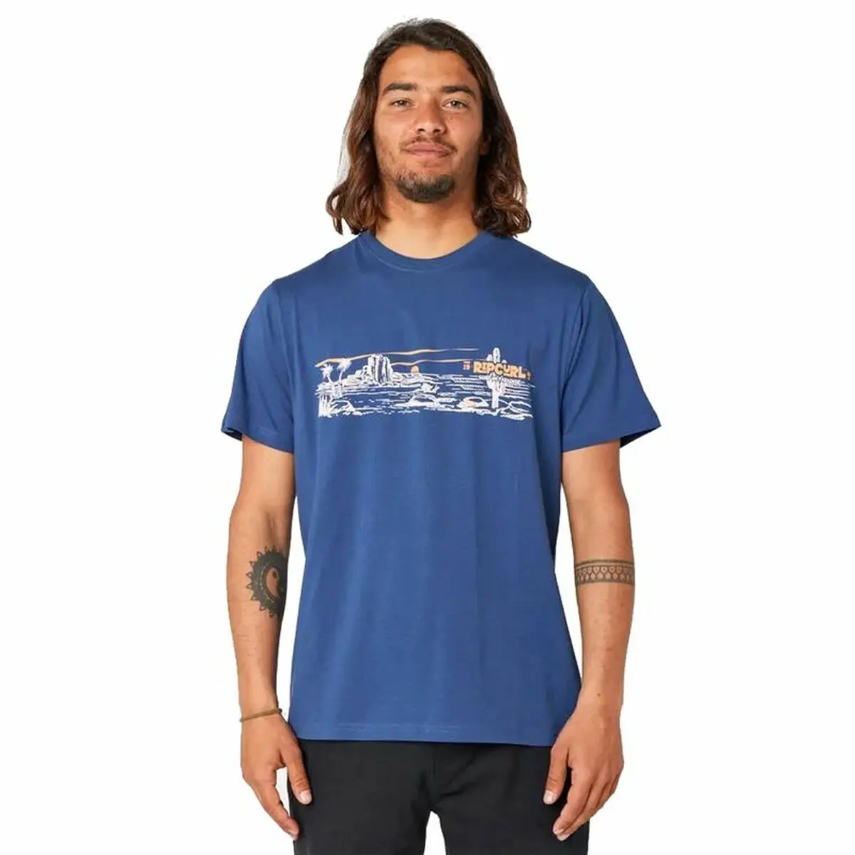 Maglia a Maniche Corte Uomo Rip Curl Paradise Land Azzurro