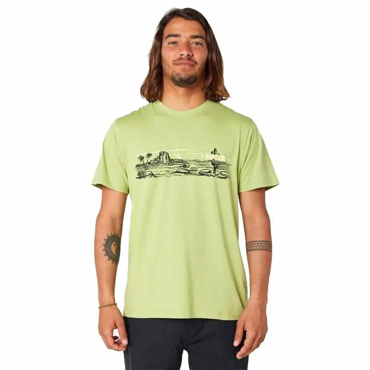 Maglia a Maniche Corte Uomo Rip Curl Paradise Land Verde Chiaro