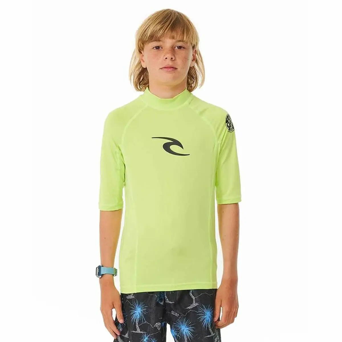 Maglia a Maniche Corte per Bambini Rip Curl Wave Upf Verde limone