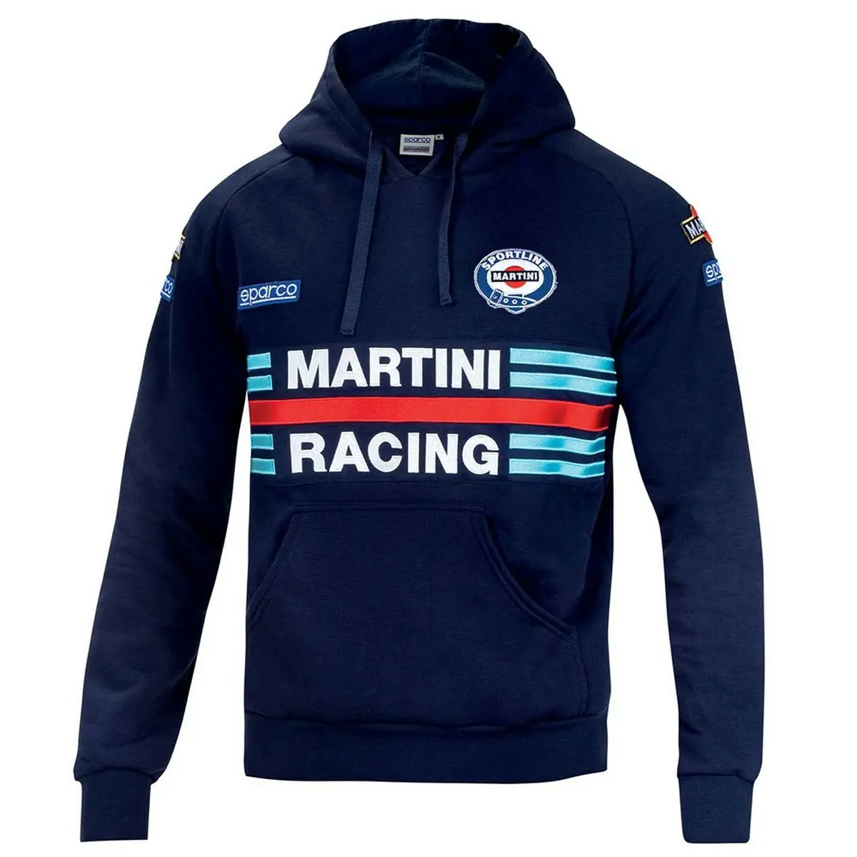 Felpa con Cappuccio Uomo Sparco Martini Racing Azzurro Blu scuro XXXL