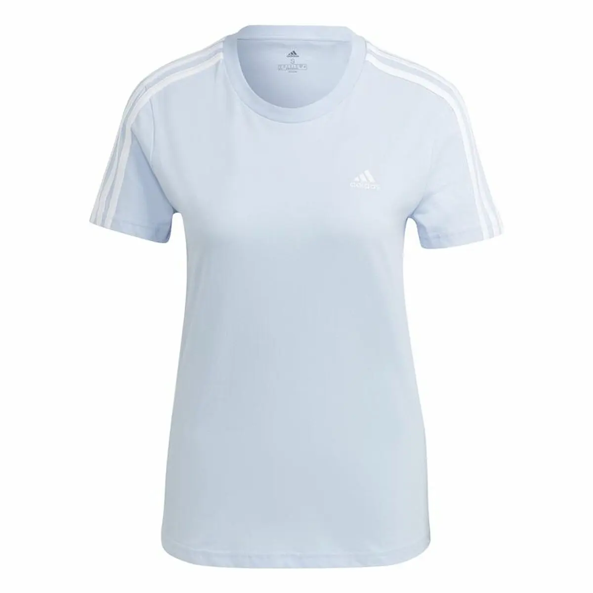 Maglia a Maniche Corte Donna Adidas 3 stripes Azzurro Chiaro