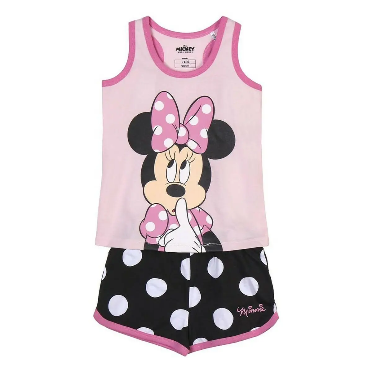 Pigiama Estivo Minnie Mouse Nero Rosa