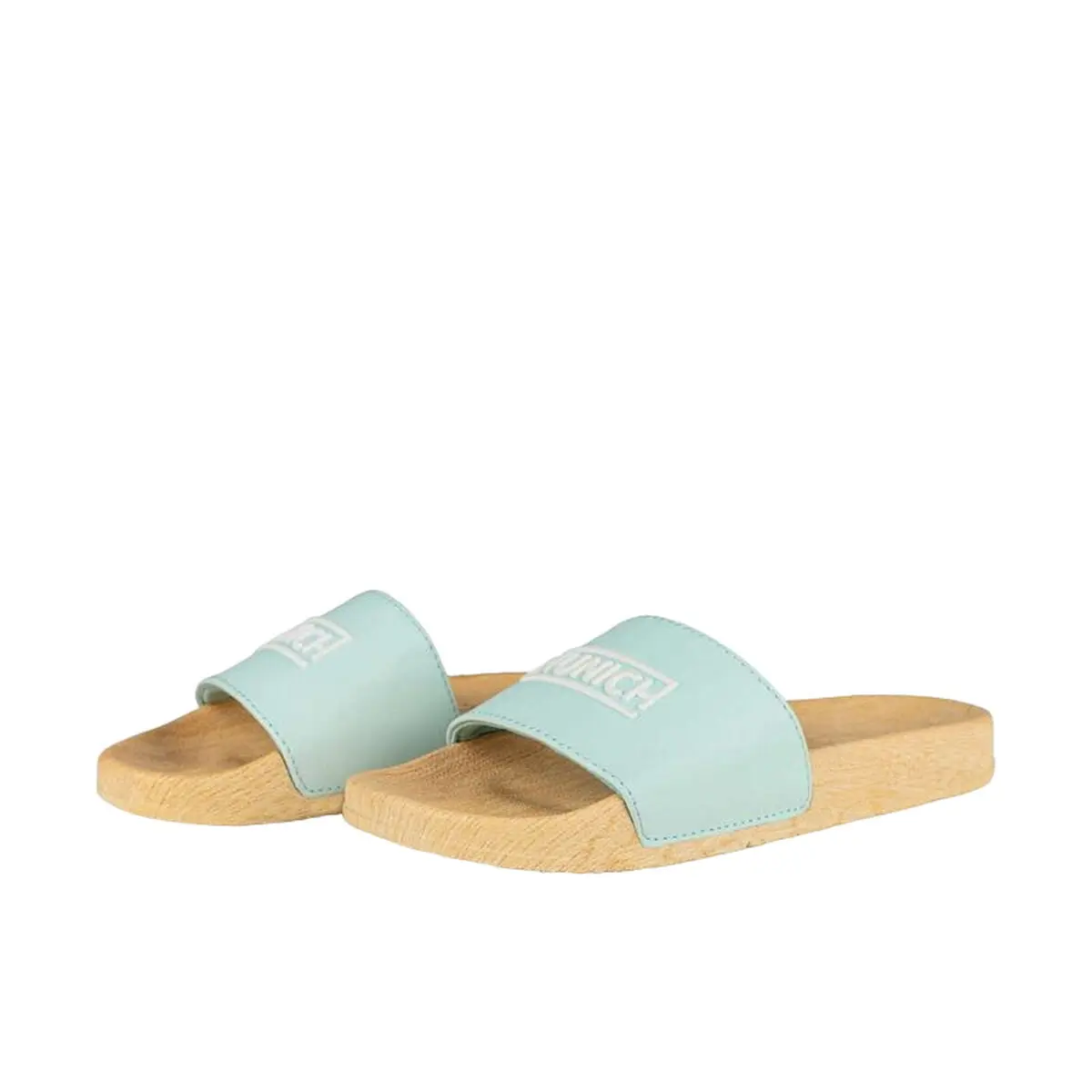 Ciabatte da Donna Munich Flat Slider Wood Effect Turchese