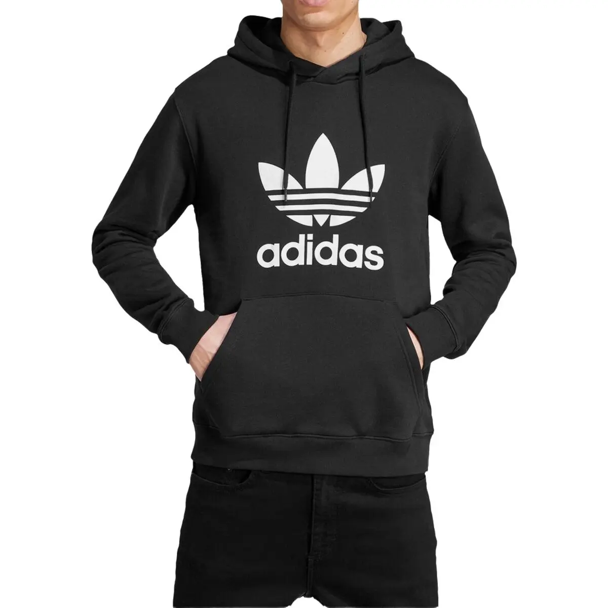 Felpa con Cappuccio Uomo Adidas ADICOLOR CLASSICS TREFOIL IM4489 Nero