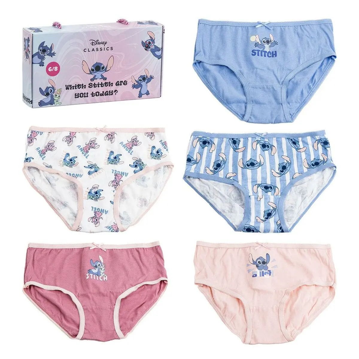 Confezione di Slip da Bambina Stitch Multicolore 5 Unità