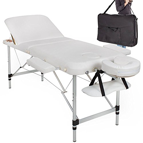 Lettino Massaggi Alluminio Pieghevole 3 Zone Fisioterapia SPA Bianco 12kg +Borsa (1)