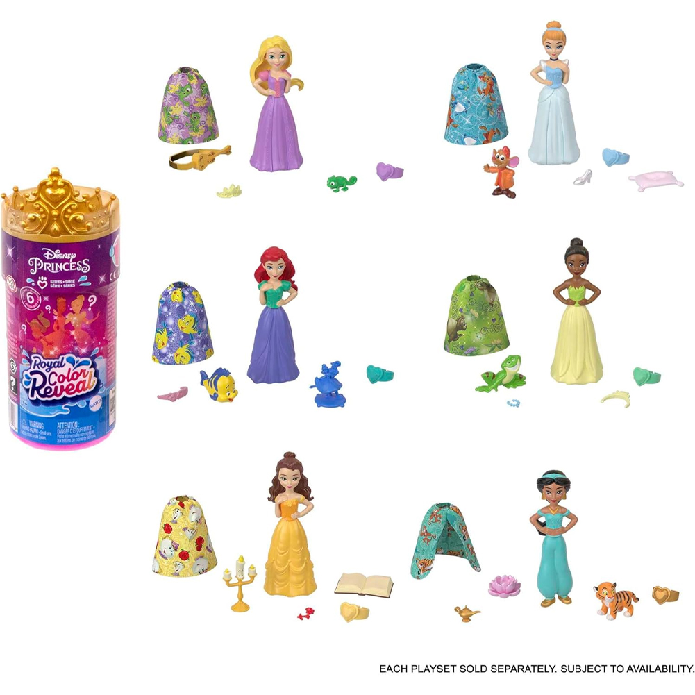 Mattel Disney Princess Royal Color Reveal Bambola 6 Sorprese Idea Regalo (1)