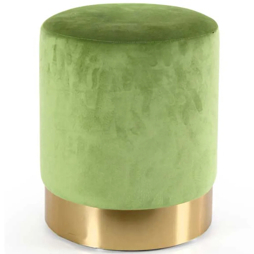 Pouf Poggiapiedi in Velluto Verde Lime Struttura MDF 31x31x38cm Base in Metallo (1)